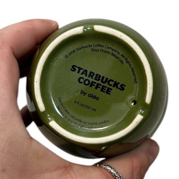 2008 Starbucks by Aida Double-Walled No Handle Ceramic Mug In Green - Picture 2 of 3